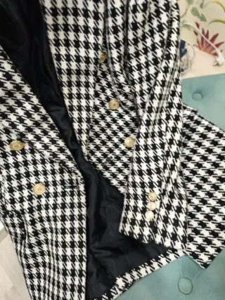 Blazer Zara Houndstooth Doble Botonadura