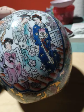 Jarrón de porcelana china Qian, vintage