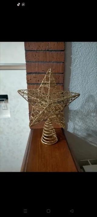 Puntale Albero Stella Oro Glitter