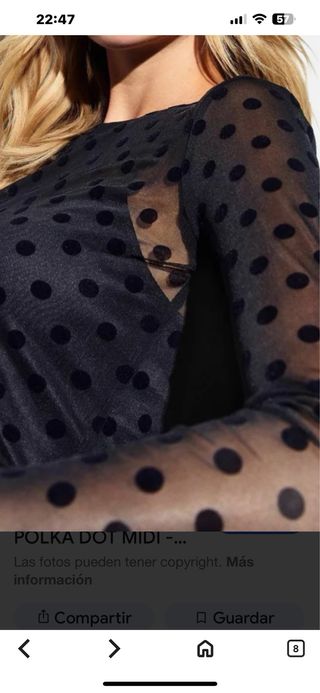 Top Zara Negro Transparente Lunares