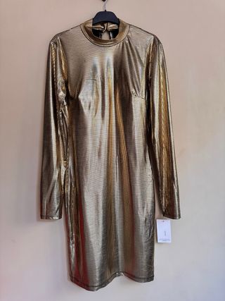 Vestido fiesta dorado ajustado