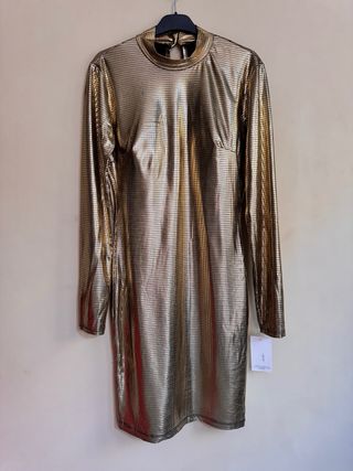 Vestido fiesta dorado ajustado