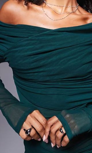 Vestido largo verde botella manga larga