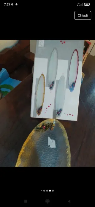 Vassoio portata in vetro decorato oro