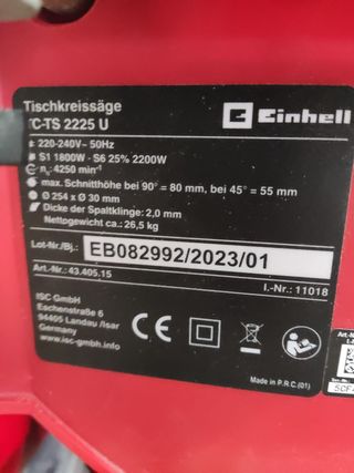 Einhell Sierra de mesa circular TC-TS 2225 U