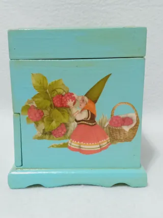 Gnomo Gnomes Scatola in legno decorata con gnomi