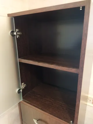 Mueble auxiliar baño madera y cristal