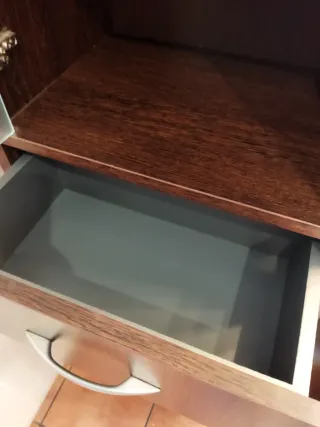 Mueble auxiliar baño madera y cristal