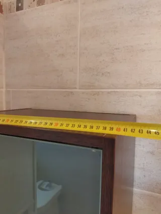 Mueble auxiliar baño madera y cristal