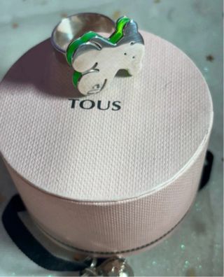 NUEVO Anillo Oso Tous Verde y Plateado