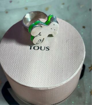 NUEVO Anillo Oso Tous Verde y Plateado