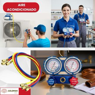 Kit Manómetros A/A 3 Mangueras Goldman adaptadores