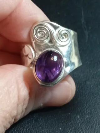 Anillo Plata Ley Amatista ajustable