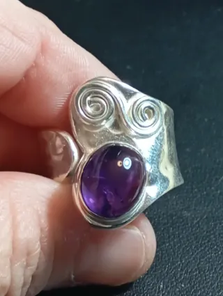 Anillo Plata Ley Amatista ajustable