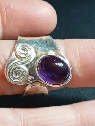 Anillo Plata Ley Amatista ajustable