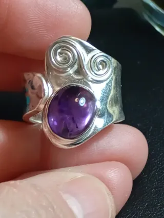 Anillo Plata Ley Amatista ajustable