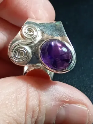 Anillo Plata Ley Amatista ajustable