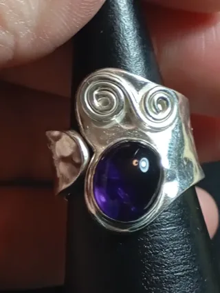 Anillo Plata Ley Amatista ajustable