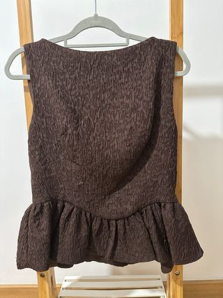 Top Zara Volante Marrón