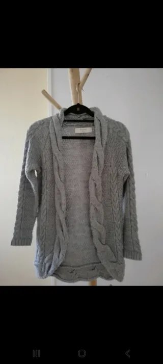 Cárdigan Zara Trenzado Gris Talla XS