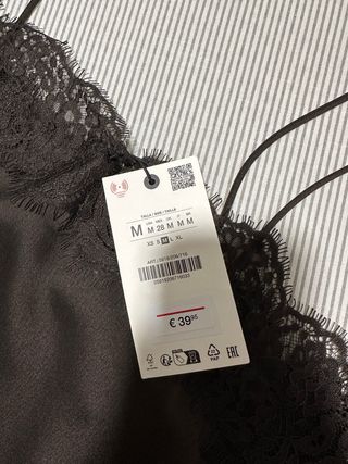 Top Satén Encaje Marrón Talla M