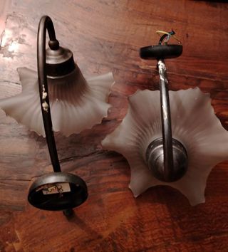 Coppia Appliques Vintage Vetro Satinato