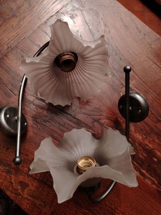 Coppia Appliques Vintage Vetro Satinato