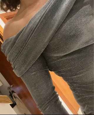 Top plateado brillo fiesta