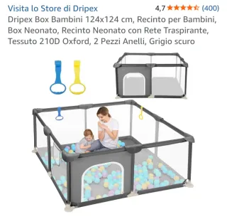 Box Dripex Bambini 124x124 cm Grigio Scuro