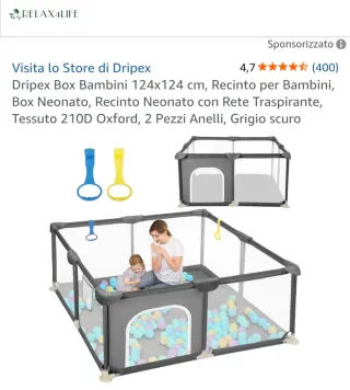 Box Dripex Bambini 124x124 cm Grigio Scuro