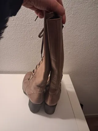 Stivali morbida pelle beige/marrone