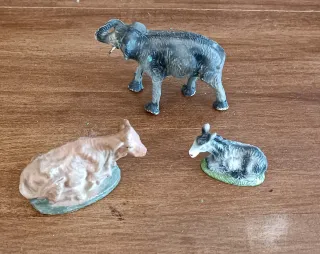 Animali Presepe Beige Grigio Plastica