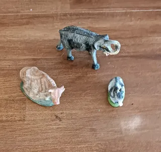 Animali Presepe Beige Grigio Plastica