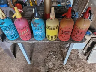 6 Botellas Sifón Antiguas mas caja