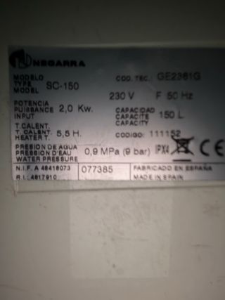 Calentador Negarra SC-150 150L