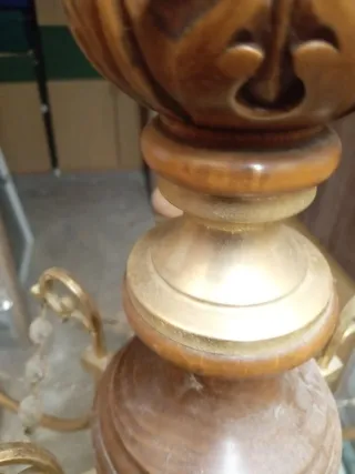 Lampadario vintage legno e ottone