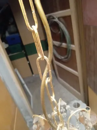 Lampadario vintage legno e ottone