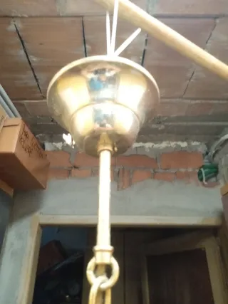 Lampadario vintage legno e ottone