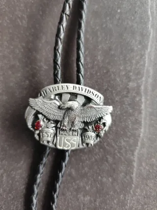 Corbata Bolo Harley Davidson Cuero Negro