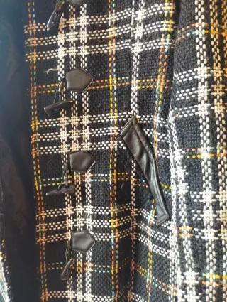 Abrigo cuadros negro multicolor