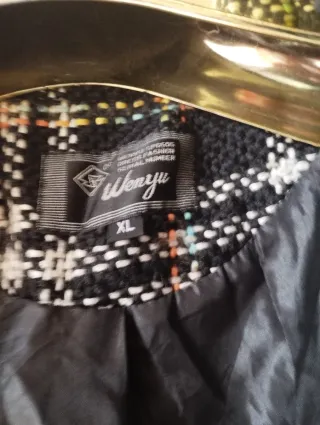 Abrigo cuadros negro multicolor