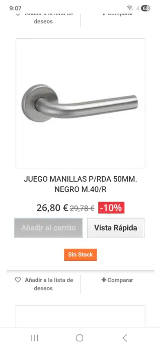 Manillas Puerta Acero 50mm