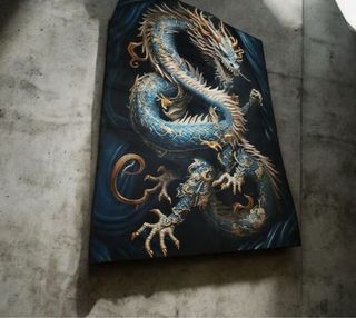 Tappeto Dragone Blu e Oro 78 pollici