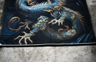 Tappeto Dragone Blu e Oro 78 pollici