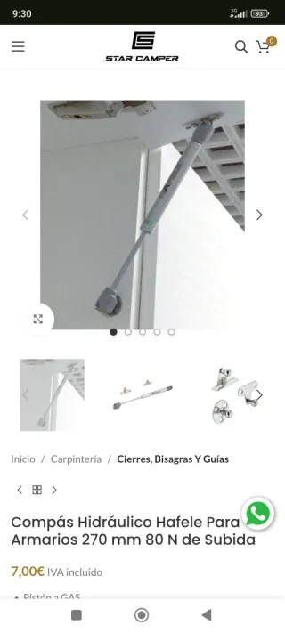 Compás Hidráulico Hafele 270mm 80N