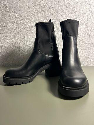 Botas Zara Track Talla 39 Mujer Negras