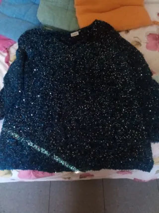 Maglione LASCANA luccicante blu/argento taglia uni