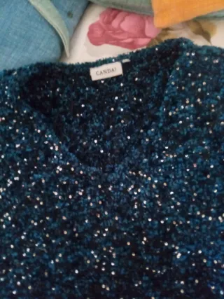 Maglione CANDAI blu brillantinato