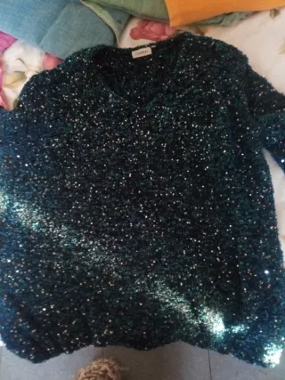 Maglione CANDAI blu brillantinato