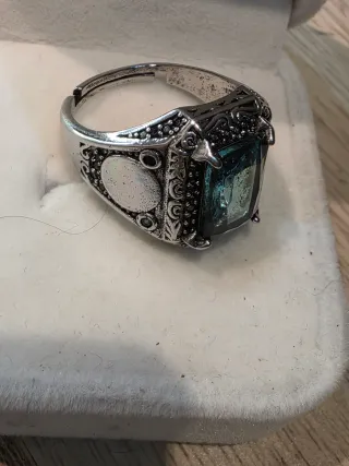 Anillo Hombre Zafiro Turco Plata